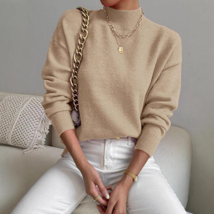 High Collar Winter Knitted Pullover.