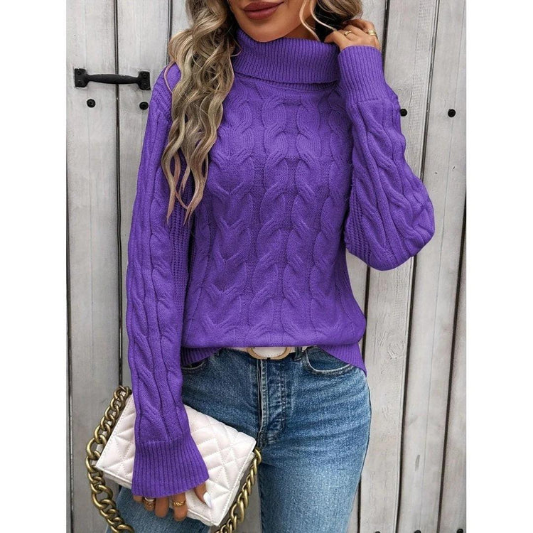 Cable-Knit Turtleneck Sweater.