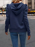 Puff Sleeve Hoodie with Drawstring.