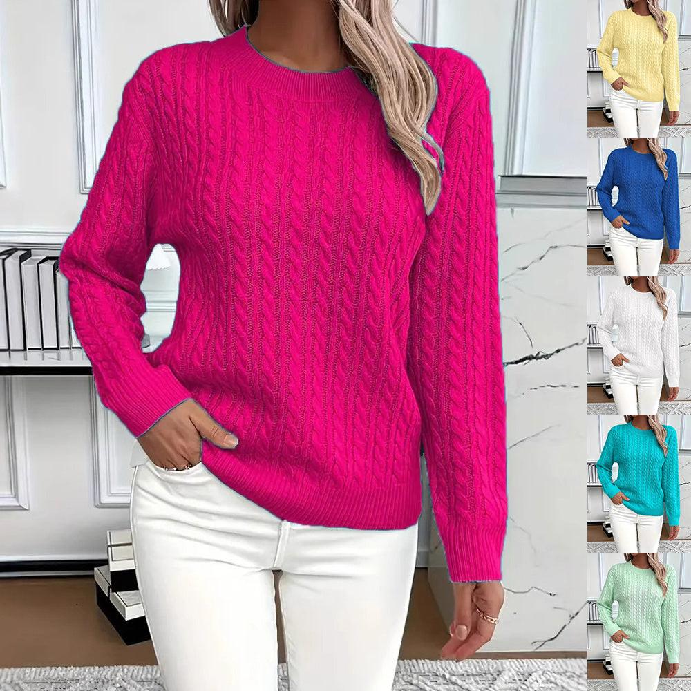 Twist Round Neck Knit Pullover.