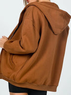 Zip-Up Drawstring Hoodie.