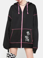 Halloween Zip-Up Drawstring Hoodie.