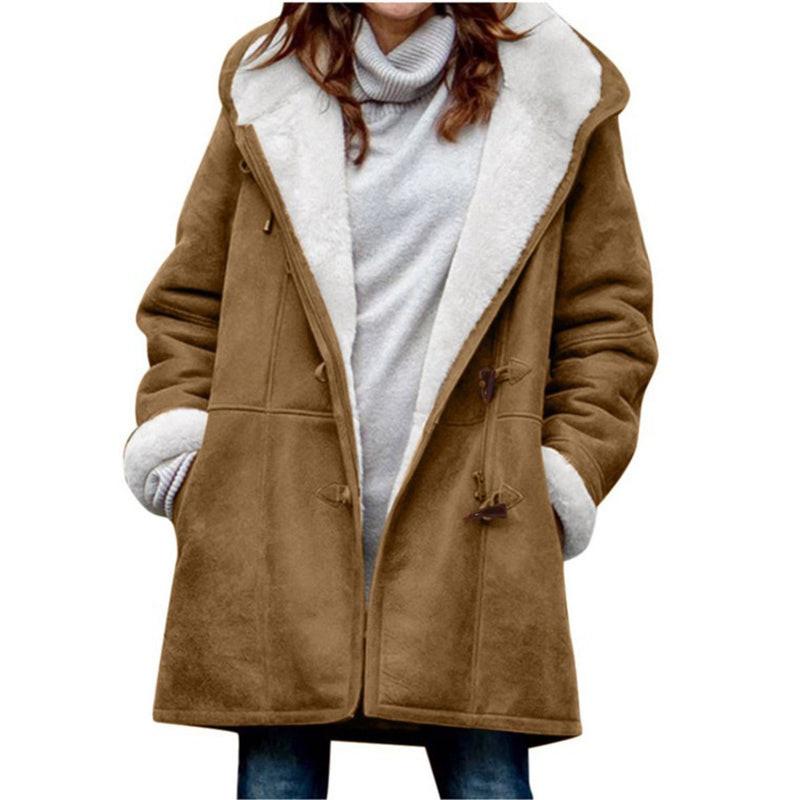 Winter Jackets For Women Sherpa Lined Jacket Women Duffle Toggle Coat Hooded Fleece Jacket.