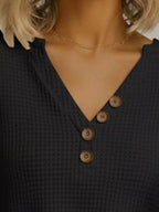 Plus size waffle knit sweater offering comfort and style for all body types, perfect for casual wear.