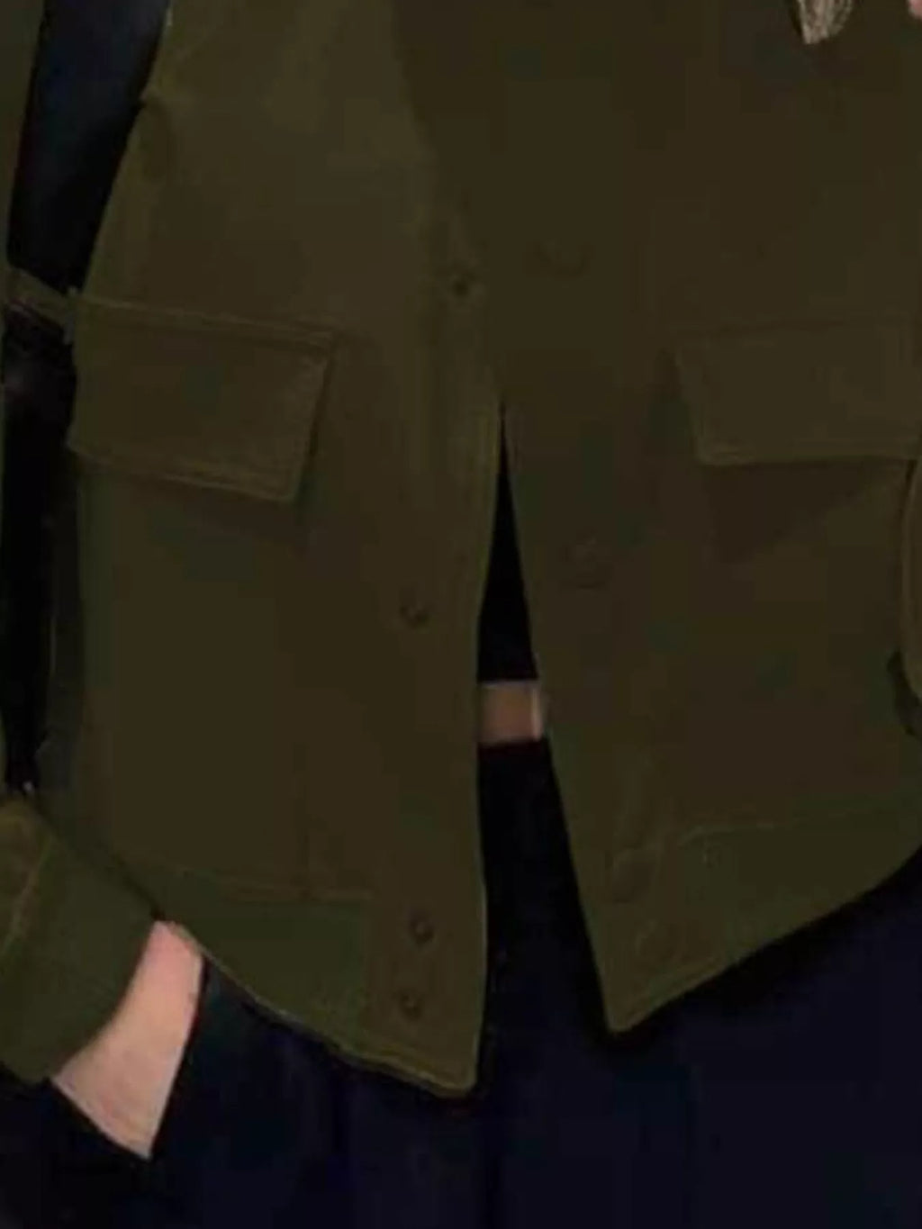 Plus size long sleeve jacket featuring full size coverage, ideal for stylish and comfortable outerwear options.