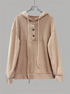 Button-Front Drawstring Hoodie.