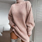 Solid Turtleneck Long Sweater Winter Warm Women Sweater Dress.