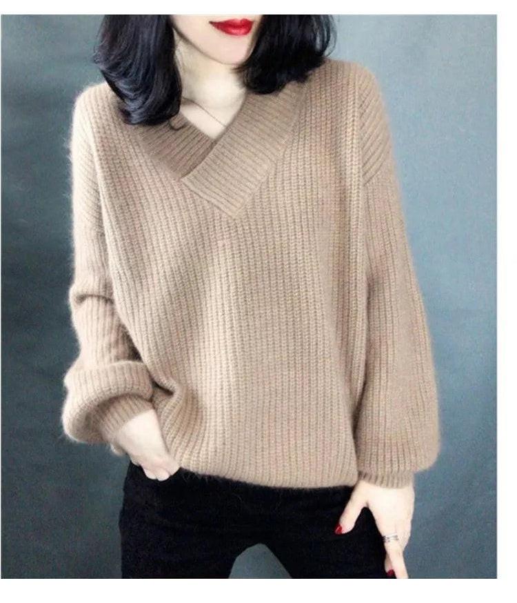 Winter Sweater Women Warm Oversized Pullovers Oversized Sweater Autumn V Neck White Pullover Sweaters And Pullovers For Women Pullover.