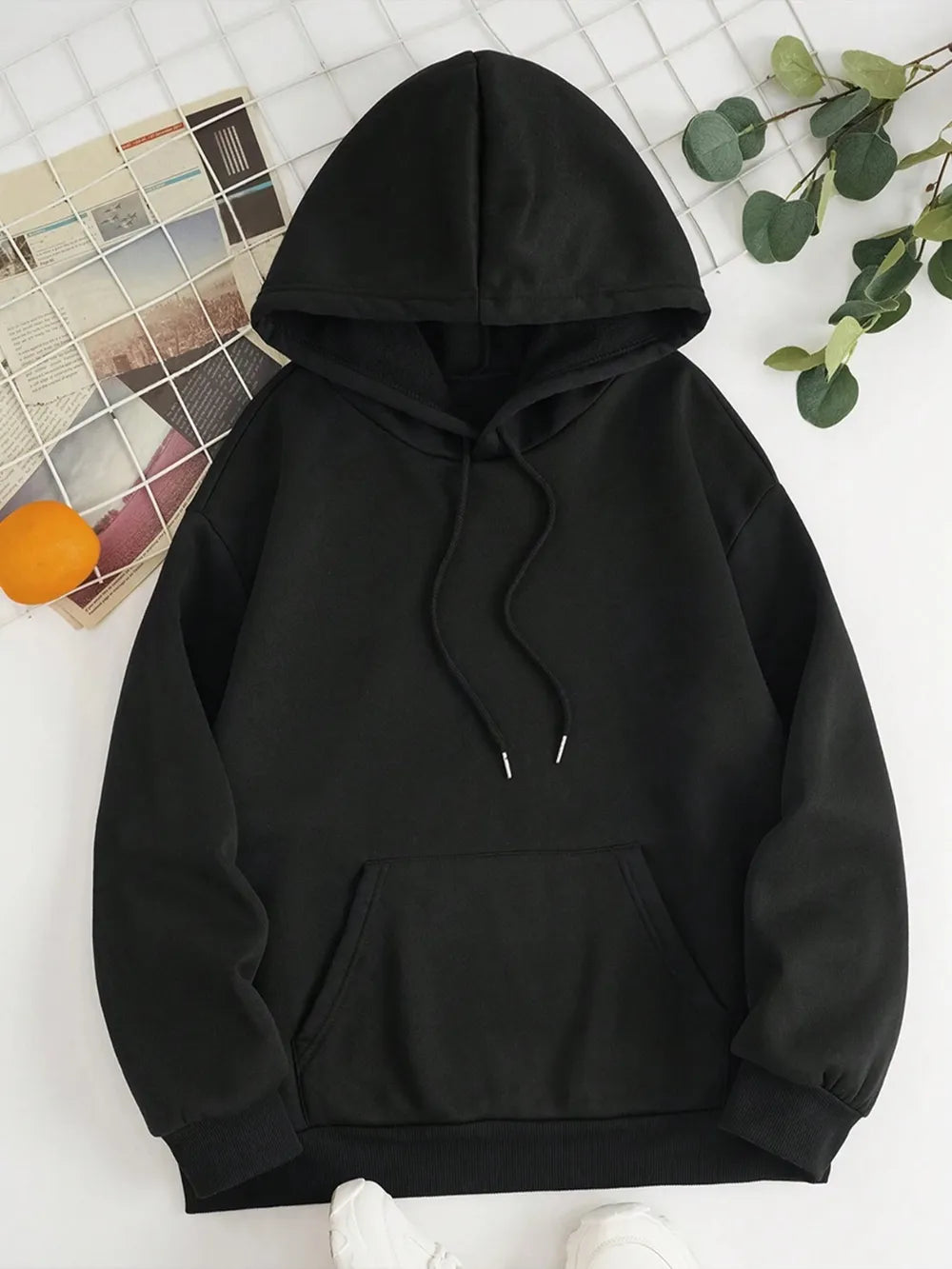 Drawstring Dropped Shoulder Hoodie.