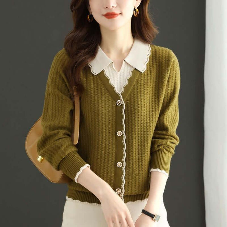Fake Two-piece Knitted Sweaters Top For Women.