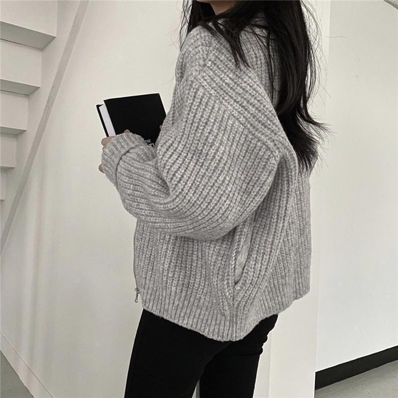 All-Match Retro Gray Lazy Cardigan Sweater Coat.