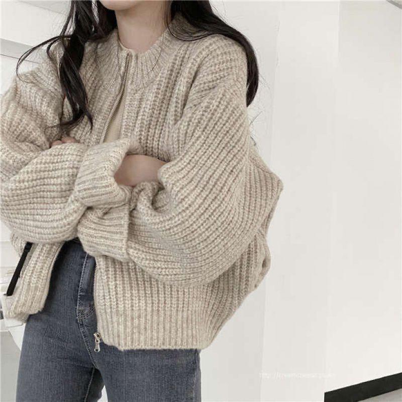 All-Match Retro Gray Lazy Cardigan Sweater Coat.