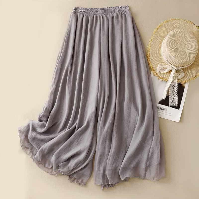 Tight Waist Cotton Linen Wide Leg Pants Loose And Elegant.