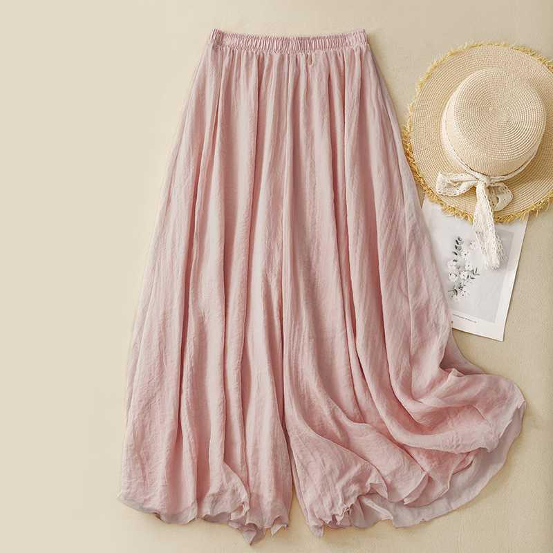 Tight Waist Cotton Linen Wide Leg Pants Loose And Elegant.