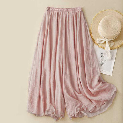 Tight Waist Cotton Linen Wide Leg Pants Loose And Elegant.