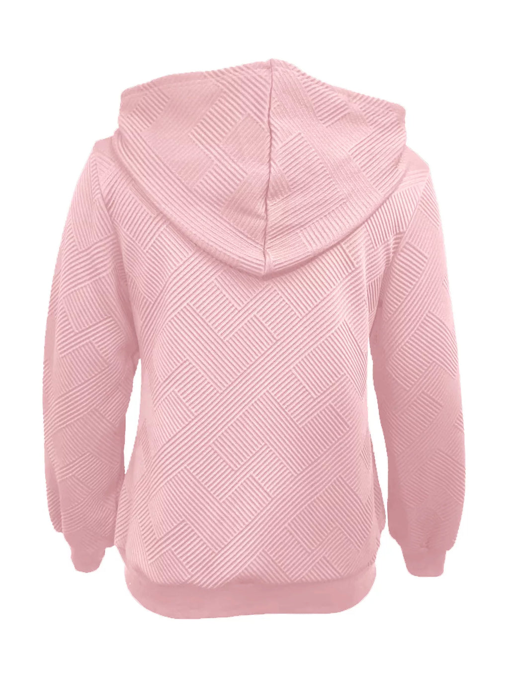 Texture Zip-Up Hoodie with Drawstring.