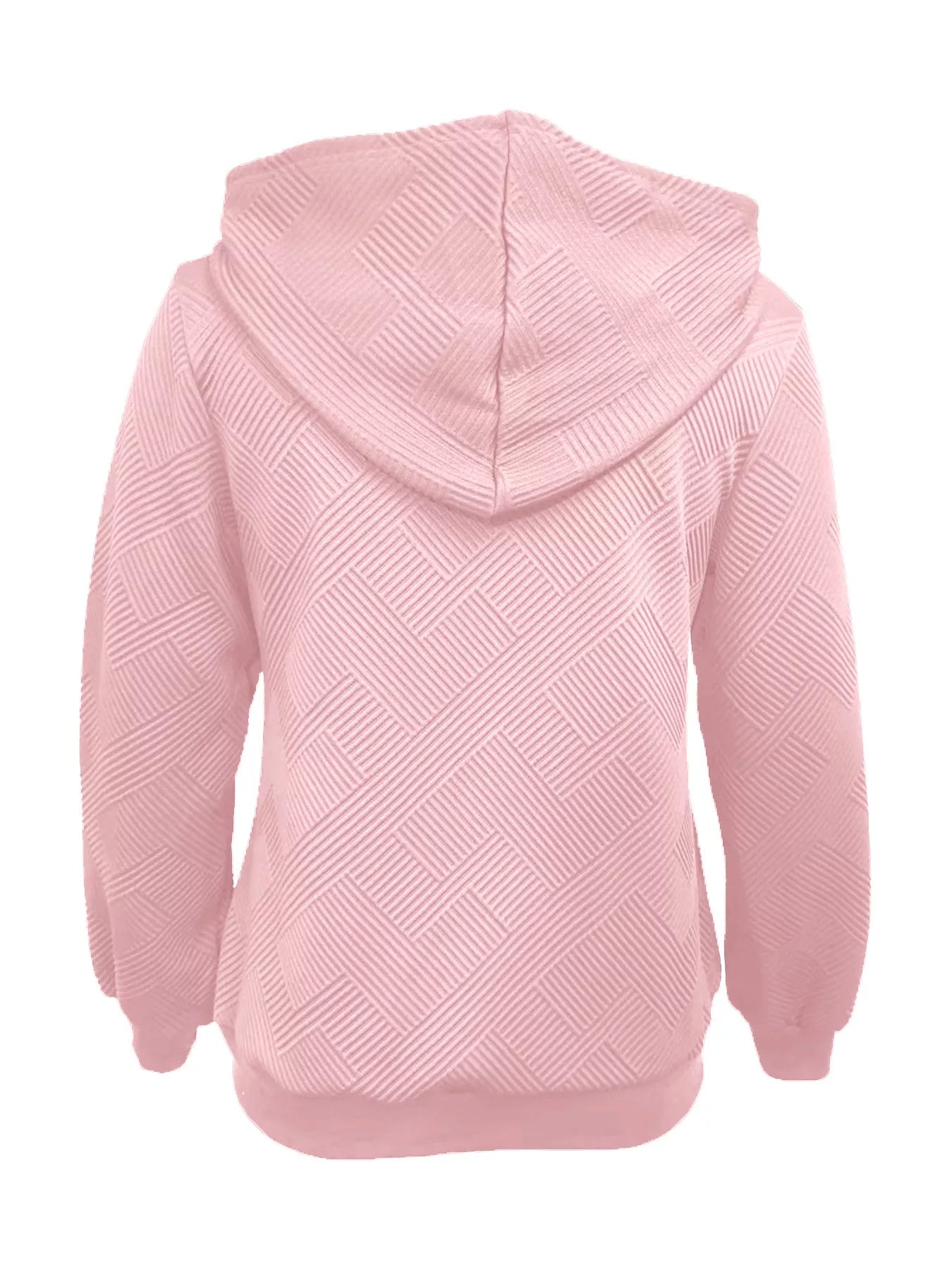 Texture Zip-Up Hoodie with Drawstring.