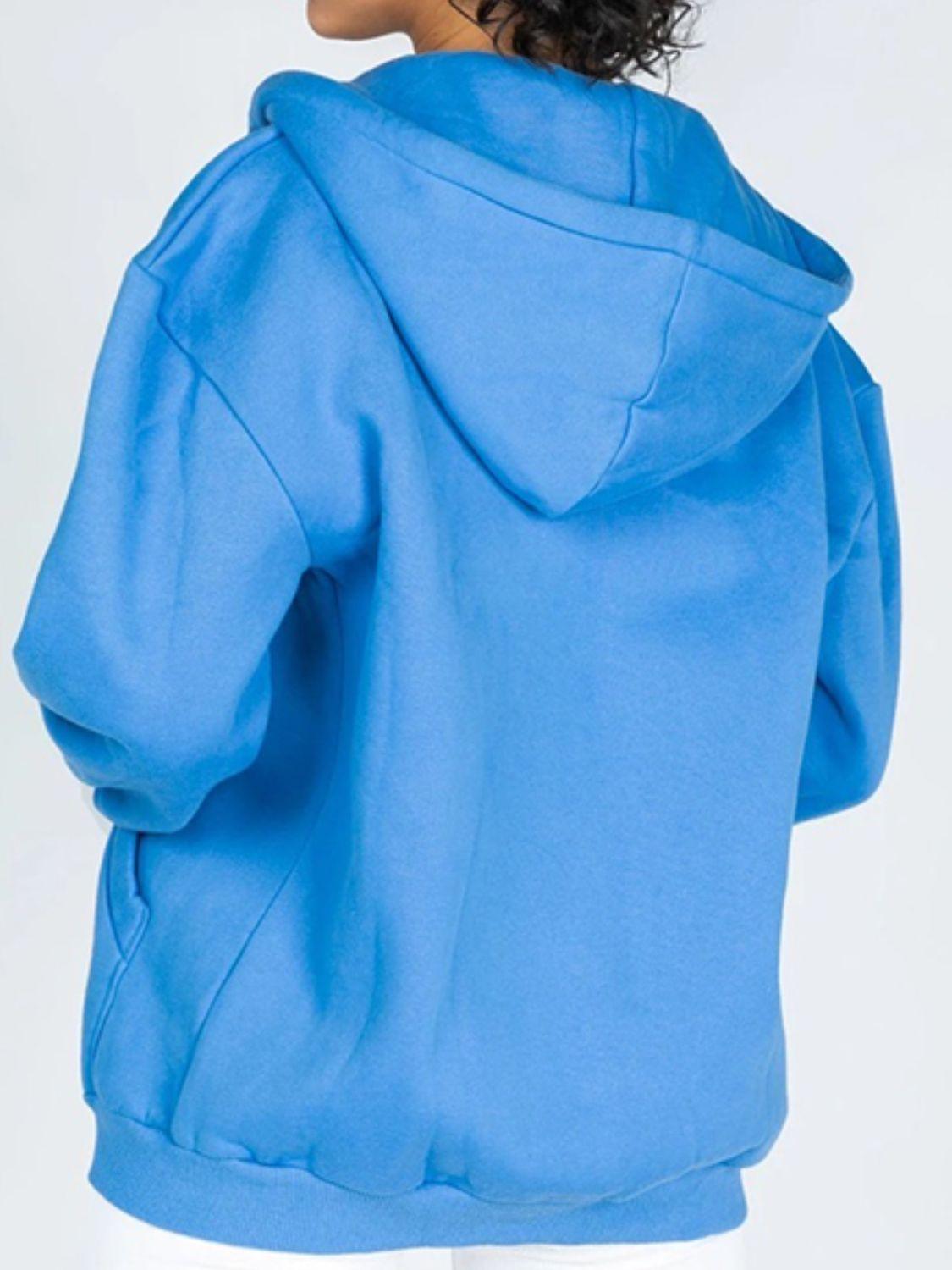Zip-Up Drawstring Hoodie.