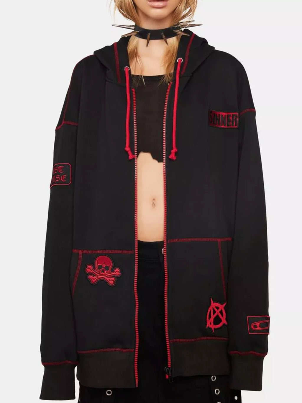 Halloween Zip-Up Drawstring Hoodie.