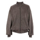Suede American High Street Stand Collar Long Sleeve Bomber Zip Jacket.