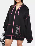 Halloween Zip-Up Drawstring Hoodie.