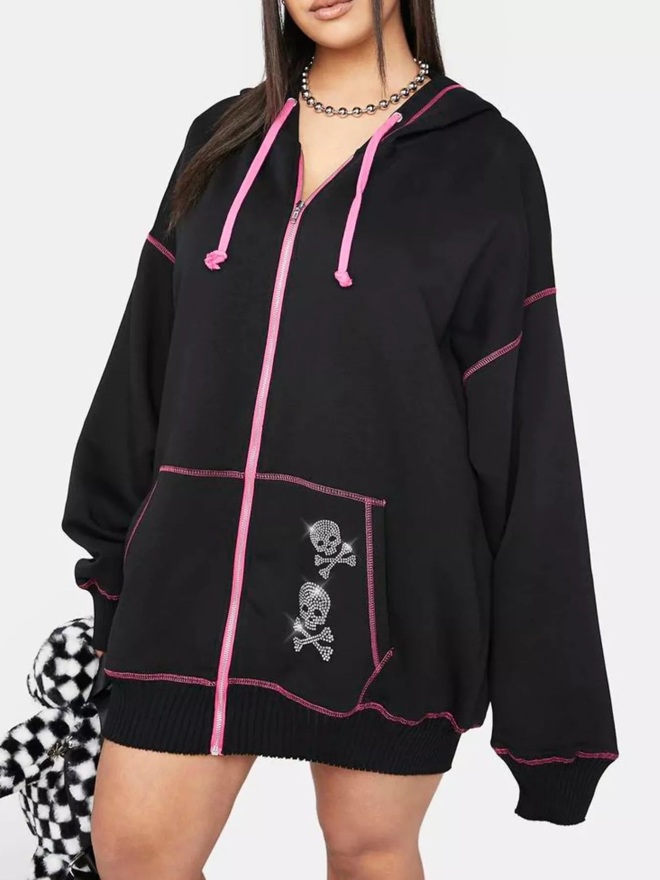 Halloween Zip-Up Drawstring Hoodie.