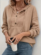 Button-Front Drawstring Hoodie.