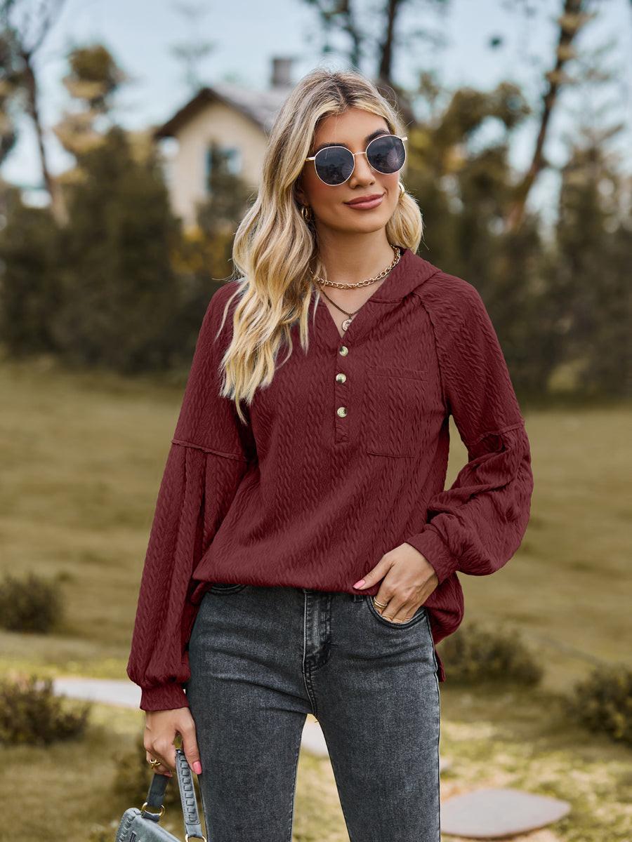 Cable-Knit Dropped Shoulder Hoodie.