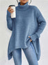 Irregular Turtleneck Sweater Winter Loose Long Sleeve Knitted Tops Leisure Warm Pullover Sweater Women&