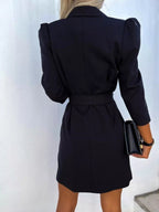 Belted blazer dress, stylish blazer for women, elegant belted outerwear