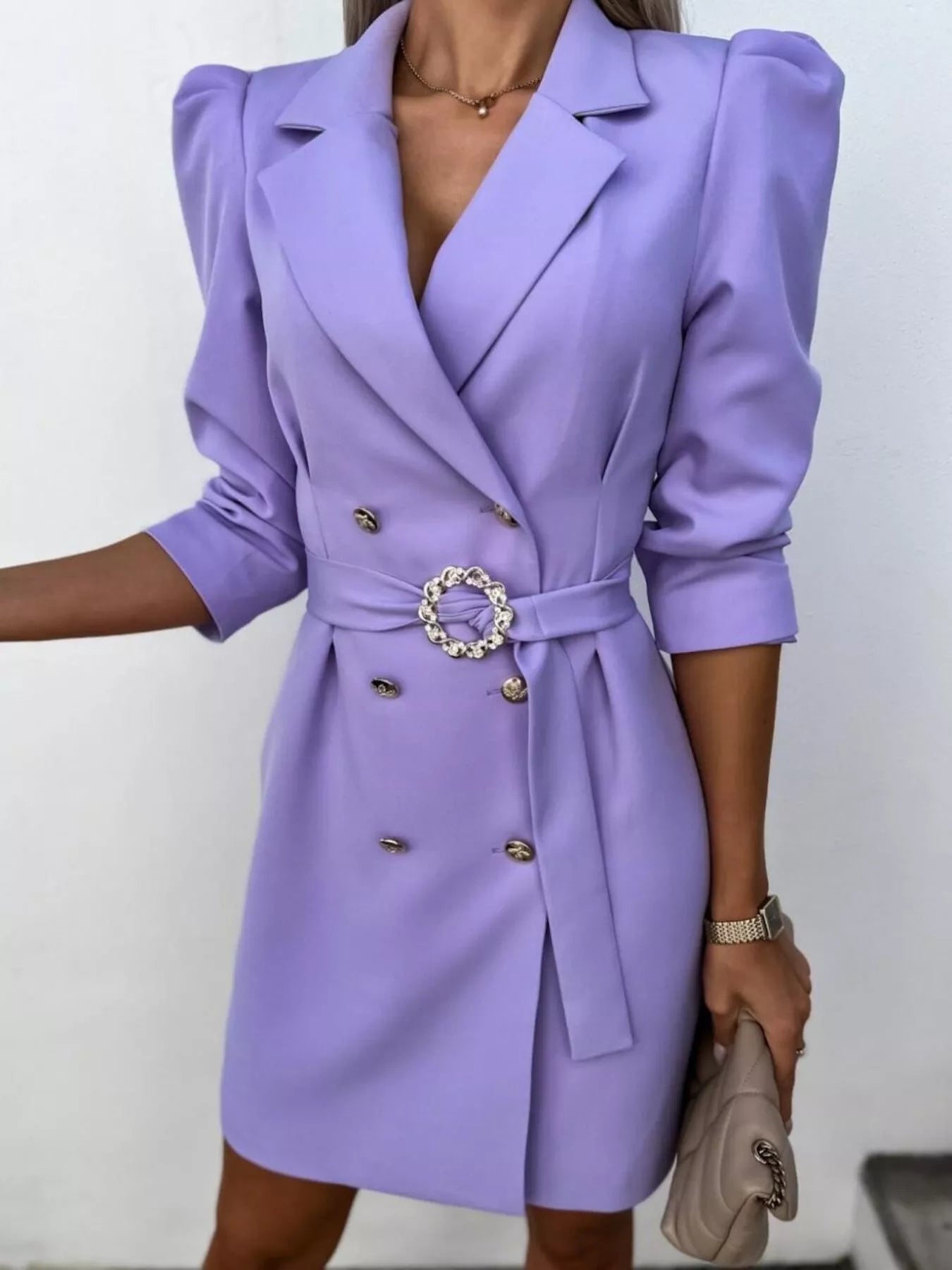 Belted blazer dress, stylish blazer for women, elegant belted outerwear