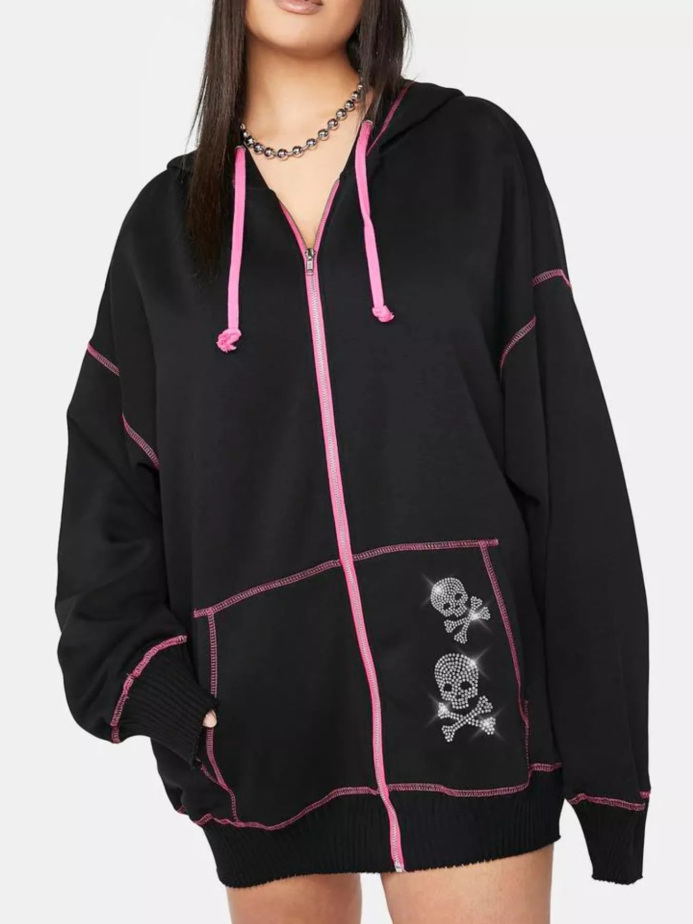 Halloween Zip-Up Drawstring Hoodie.