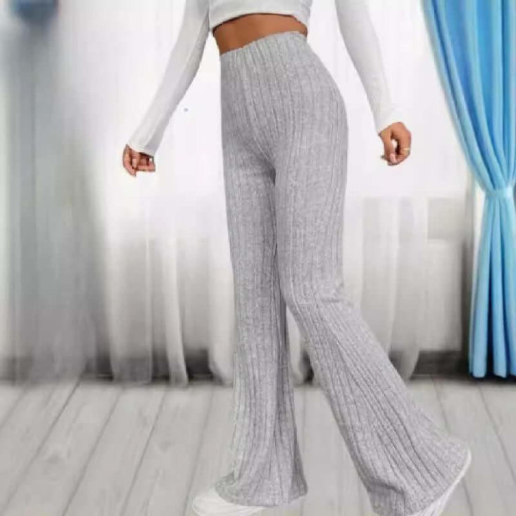 Spring Fashion Elegant Stretch Slim Fit Nude Feel Bell-bottom Pants.
