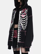 Halloween Zip-Up Drawstring Hoodie.