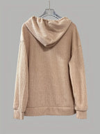 Button-Front Drawstring Hoodie.