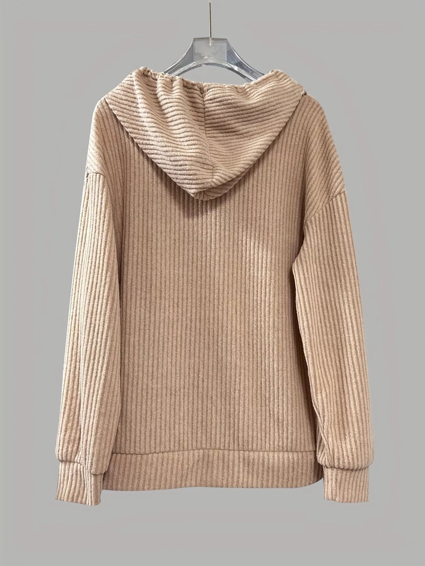 Button-Front Drawstring Hoodie.