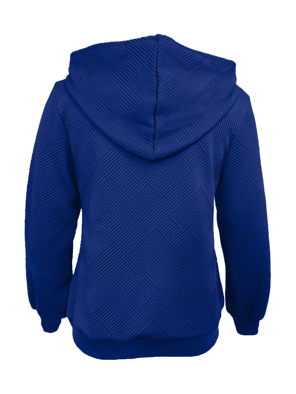 Texture Zip-Up Hoodie with Drawstring.