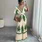 Casual Printed Loose Short-sleeved Jumpsuit