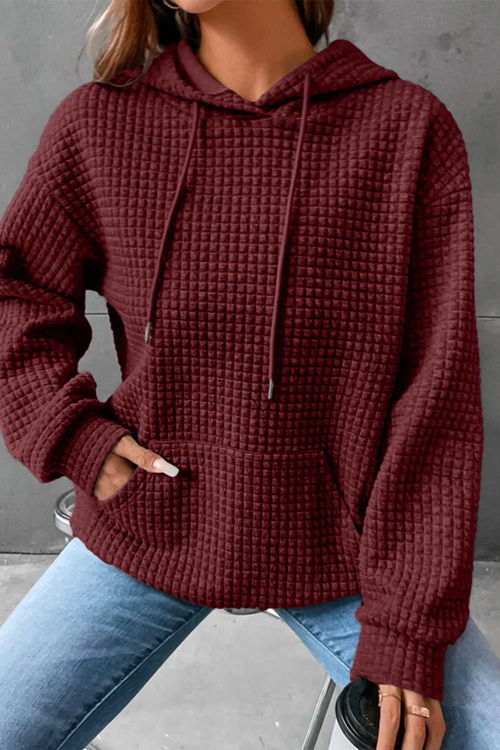 Dropped Shoulder Pocketed Hoodie.