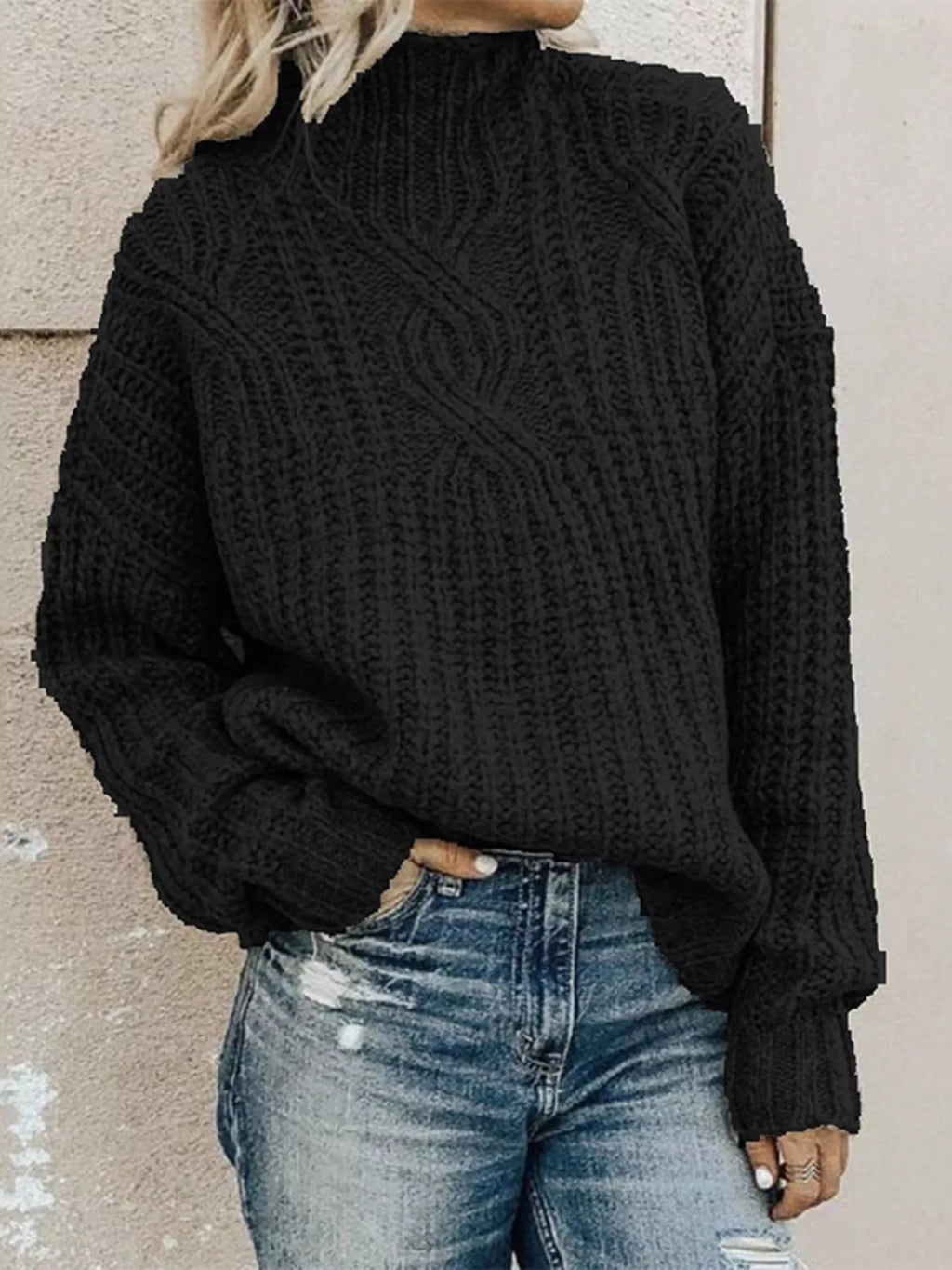 Stylish plus size turtleneck sweater offering warmth and comfort for elegant winter fashion
