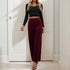 Casual Retro Style Solid Color Draping Effect Velvet Wide-leg Pants.