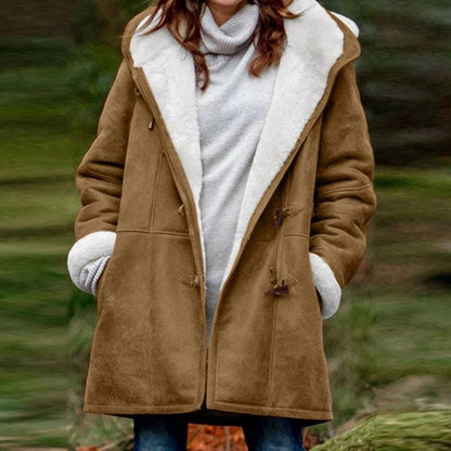 Winter Jackets For Women Sherpa Lined Jacket Women Duffle Toggle Coat Hooded Fleece Jacket.