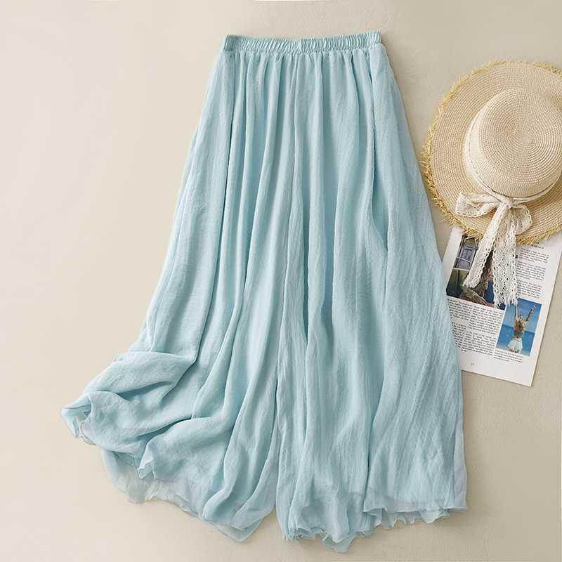Tight Waist Cotton Linen Wide Leg Pants Loose And Elegant.