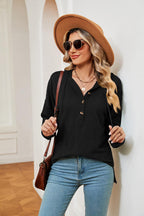 Half-Button Dropped Shoulder Hoodie.