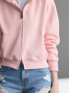 Plus size zip-up hoodie designed for comfort and style, perfect for casual wear and layering