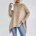 Irregular Turtleneck Sweater Winter Loose Long Sleeve Knitted Tops Leisure Warm Pullover Sweater Women&
