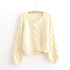 Pullover Loose Thick Line Short Puff Sleeve Sweater.