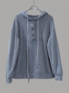 Button-Front Drawstring Hoodie.