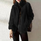 Double Faced Fleece Warm High Neck Sweater Women Cardigan.