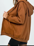 Zip-Up Drawstring Hoodie.